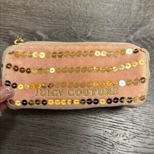Juicy Couture Peach and Gold Sequin Cosmetic Bag